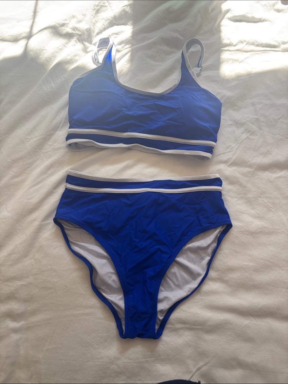 Blue Two-Piece High-Waist Bikini Set